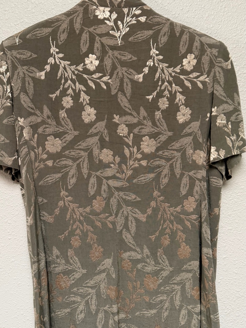 R&M Richards Olive Green Floral Button-Down Shirt